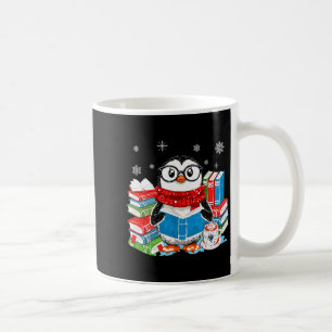 Christmas A Penguin Reading Book Snowflake Cocoa H Coffee Mug