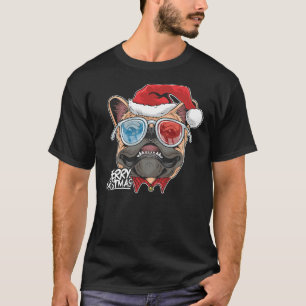 Christmas A Pitbull Dog Santa Hat On T-Shirt