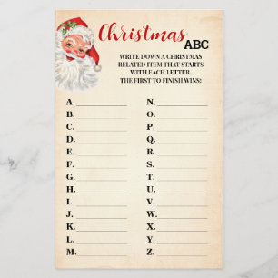 Christmas ABC Vintage Santa Game Card