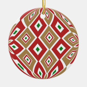 Christmas abstract and stripes two designs ceramic tree decoration