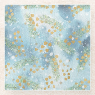 Christmas Abstract Art Glass Coaster