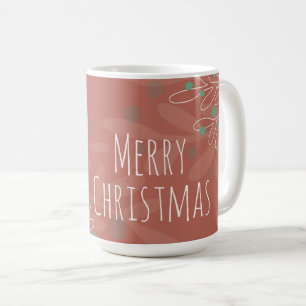 Christmas abstract floral wine red design coffee mug