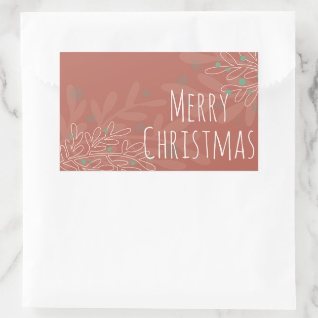 Christmas abstract floral wine red design rectangular sticker (Bag)