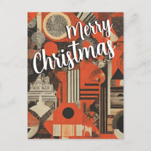 Christmas Abstract geometric red Greeting Postcard