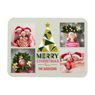 Christmas Abstract Pine Tree Photo Collage Magnet