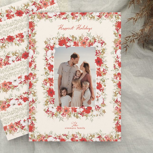 christmas abundance elegant foliage photo frame holiday card (Creator Uploaded)