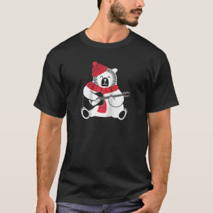 Christmas Acoustic Guitar Santa Bear playing Music T-Shirt