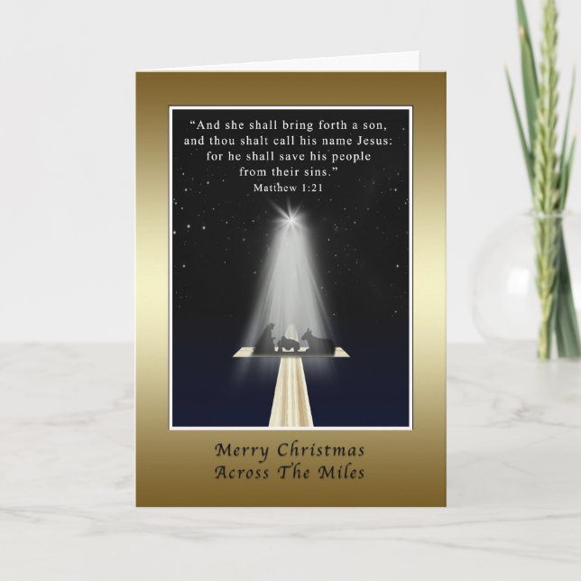 Christmas,  Across the Miles, Religious, Nativity Holiday Card (Front)