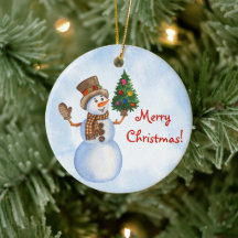 Christmas Acrylic Ornament for tree with snowmen