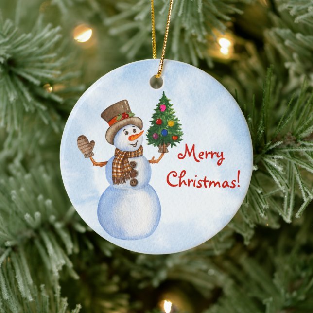 Christmas Acrylic Ornament for tree with snowmen (Tree)