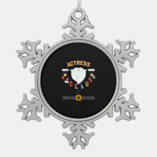 Christmas Actress Claus Santa Out Gift Snowflake Pewter Christmas Ornament
