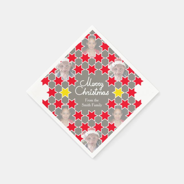 Christmas add your photos up to 6 paper napkin (Corner)