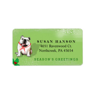 Christmas Address Label - Bulldog - GREEN