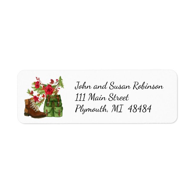 "Christmas address label for hikers" Return Address Label (Front)