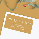 Christmas Address Label | Merry   Bright Ocher<br><div class="desc">A simple, stylish, and trendy “merry bright” return address label featuring modern minimalist typography in white on a rich ocher mustard yellow background. This clean and contemporary design brings a fresh, playful twist to classic Christmas stationery. Personalize it easily with your own greeting, family name, and address for a thoughtful...</div>
