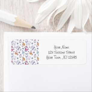 Christmas Address Labels - Reindeers and Fir Trees