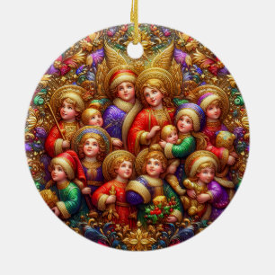 CHRISTMAS ~ Adoring Children 19th Century ~  Ceramic Ornament
