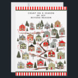 Christmas Advent Calendar Cards<br><div class="desc">Creative Christmas greeting card featuring holiday countdown activity with a cute winter village of 24 miniature houses leading up to a gingerbread house.</div>