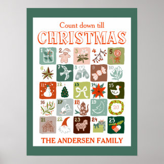 Christmas advent calendar count down poster