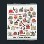 Christmas Advent Calendar Fleece Blanket<br><div class="desc">Creative Christmas Advent calendar holiday gift blanket featuring a village of 25 holiday houses including a gingerbread house. Add your text to personalise.</div>