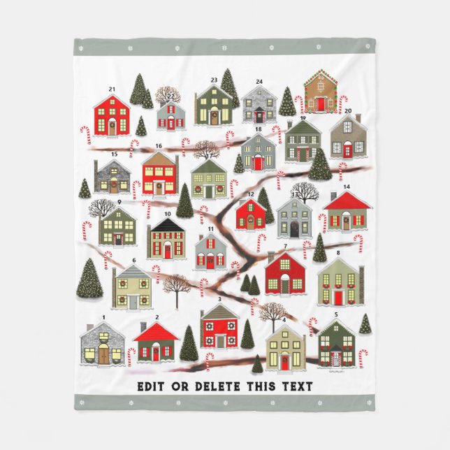Christmas Advent Calendar Fleece Blanket (Front)