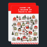 Christmas Advent Calendar Holiday Cards<br><div class="desc">Creative Christmas holiday card featuring unique Advent calendar activity with 24 miniature houses leading up to a gingerbread house.</div>