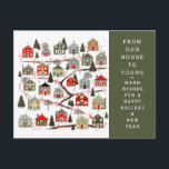 Christmas Advent Calendar Holiday Postcard<br><div class="desc">Fun Christmas Countdown Advent Calendar holiday cards featuring a miniature village of 24 houses leading up to a gingerbread house.</div>