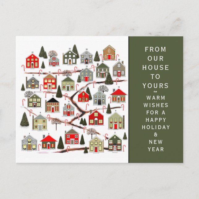 Christmas Advent Calendar Holiday Postcard (Front)