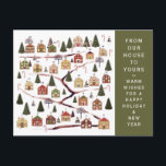 Christmas Advent Calendar Holiday Postcard<br><div class="desc">Fun Christmas Countdown holiday cards featuring a miniature village of 24 houses leading up to a gingerbread house.</div>