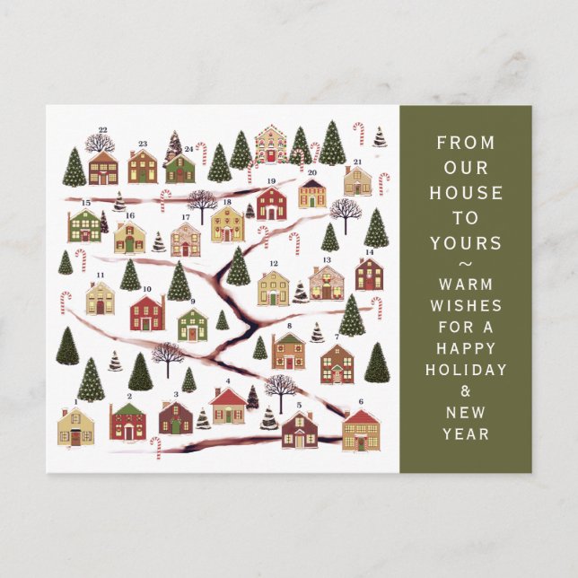 Christmas Advent Calendar Holiday Postcard (Front)