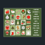 Christmas Advent Calendar postcard<br><div class="desc">Fun Christmas Advent Calendar Countdown holiday cards for kids,  family,  friends,  coworkers,  and customers. Edit text to create custom greeting cards.</div>