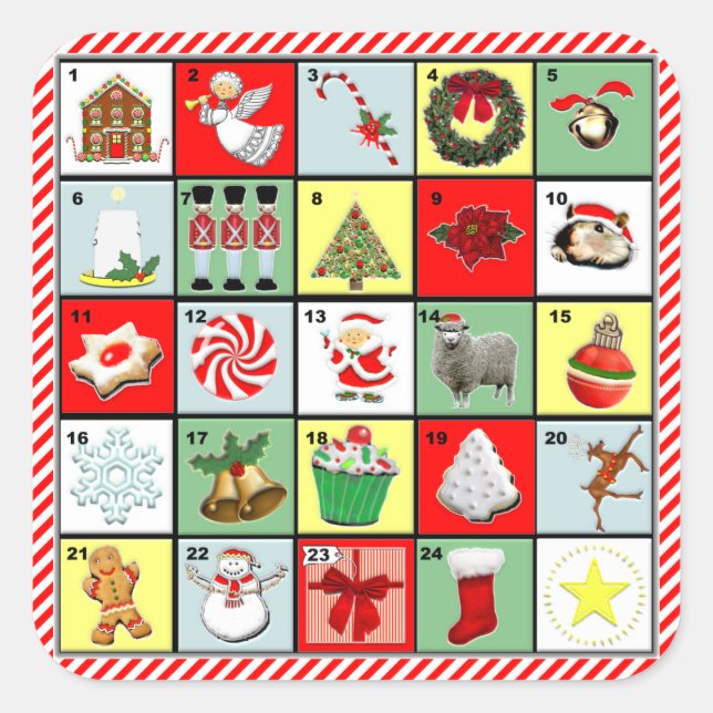 Christmas Advent Calendar Square Sticker (Front)