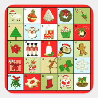 Christmas Advent Calendar Square Sticker