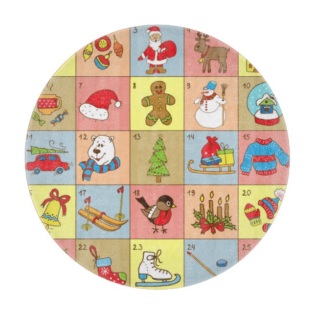 Christmas Advent: Doodle Element Collection Cutting Board (Front)