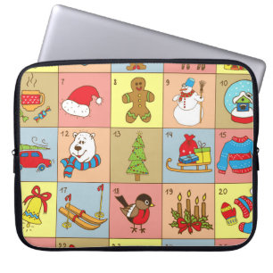 Christmas Advent: Doodle Element Collection Laptop Sleeve