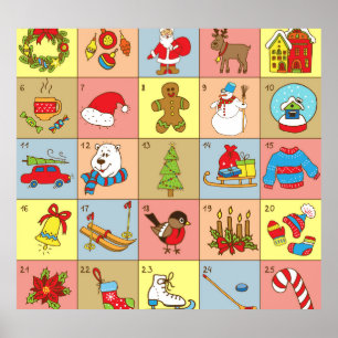 Christmas Advent: Doodle Element Collection Poster