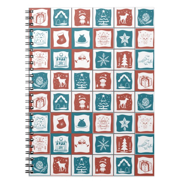 Christmas Advent Inspired Mosaic Tiled Notebook (Front)