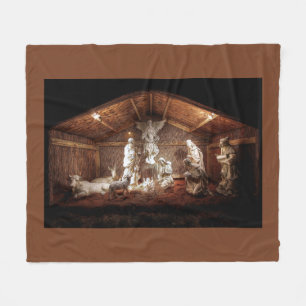 Christmas Advent Jesus Nativity Manger Scene Fleece Blanket