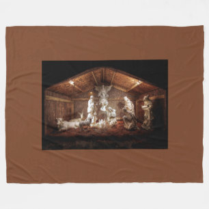 Christmas Advent Jesus Nativity Manger Scene Fleece Blanket