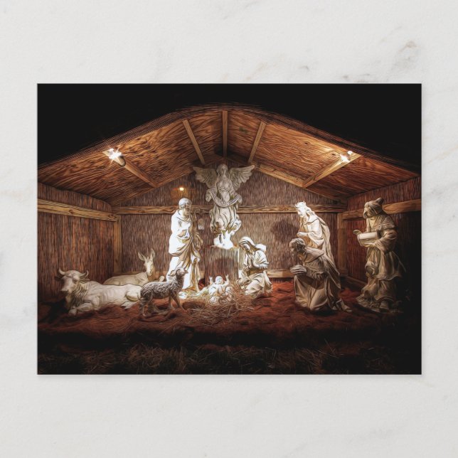 Christmas Advent Jesus Nativity Manger Scene Holiday Postcard (Front)