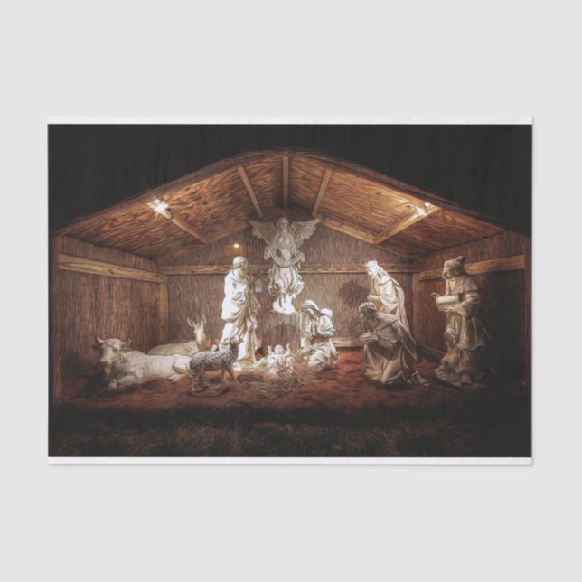 Christmas Advent Jesus Nativity Manger Scene Tissue Paper (Front)
