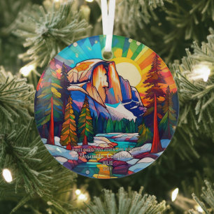 Christmas Adventure Birthday StainedGlass Yosemite Glass Tree Decoration