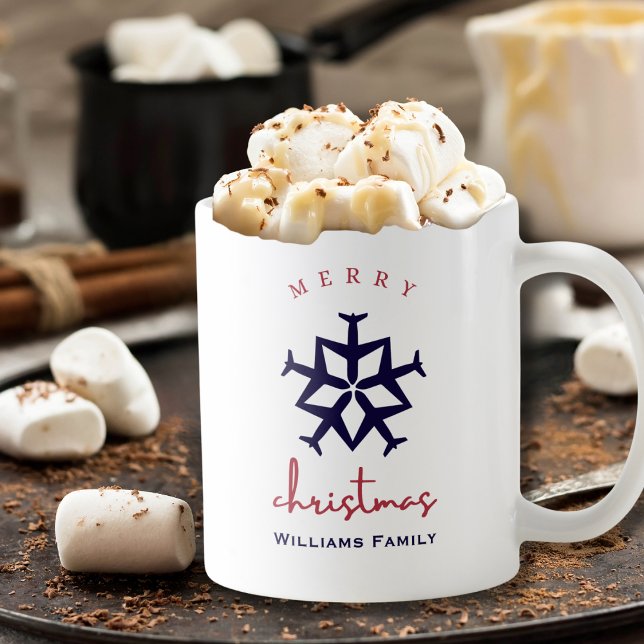 Christmas Aeroplane Snowflake Minimalist Aviation  Coffee Mug (Creator Uploaded)