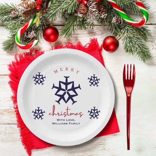 Christmas Aeroplane Snowflake Minimalist Aviation Paper Plate (Creator Uploaded)