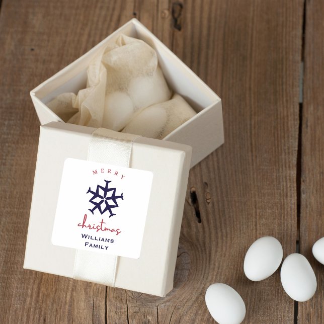 Christmas Aeroplane Snowflake Minimalist Aviation Square Sticker (Creator Uploaded)
