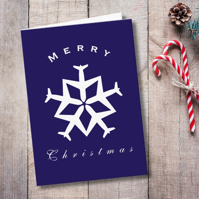 Christmas Aeroplane Snowflake Photo Funny Aviation Card (Creator Uploaded)