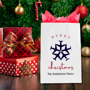 Christmas Aeroplane Snowflake Photo Funny Aviation Medium Gift Bag