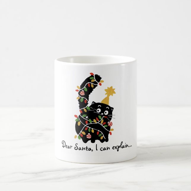 Christmas Aesthetic Santa Cat Cute Funny Coffee Mug (Center)