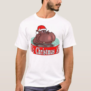 Christmas AF Hippopotamus in a Santa Hat T-Shirt