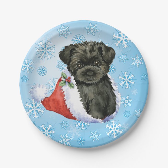 Christmas Affenpinscher Paper Plate (Front)